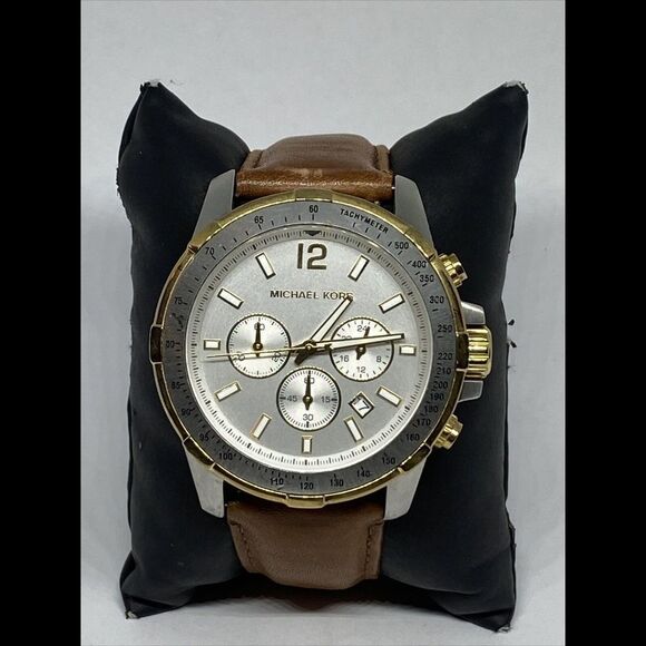 Michael Kors Grayson MK8185 Men's Brown Leather Analog Dial Quartz Watch UC796 - Picture 3 of 12